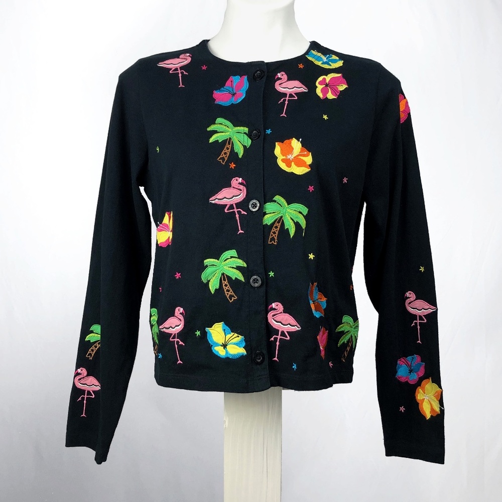 Michael Simon Lite Tropical Flamingo Cardigan